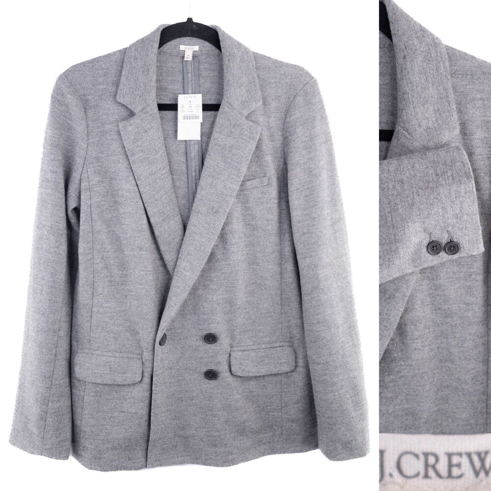 J.Crew Blazer Jacket Women 4 Double Breasted Unconstructed Blazer Soft 100% Wool